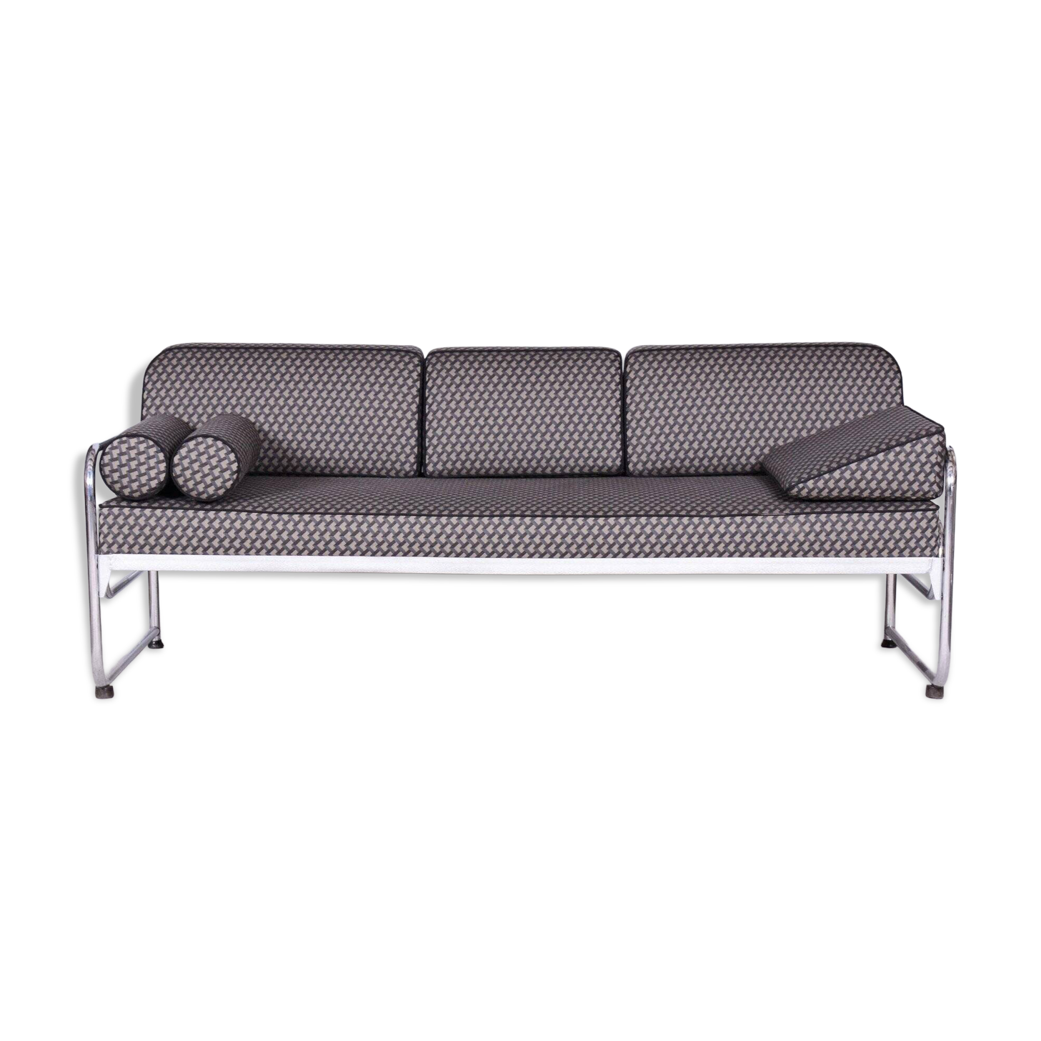 Bauhaus Sofa in Chrome & Upholstery attributed to Mücke-Melder, Czech, 1930s