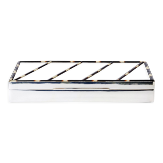 Italian jewelry box chrome horns circa 1970