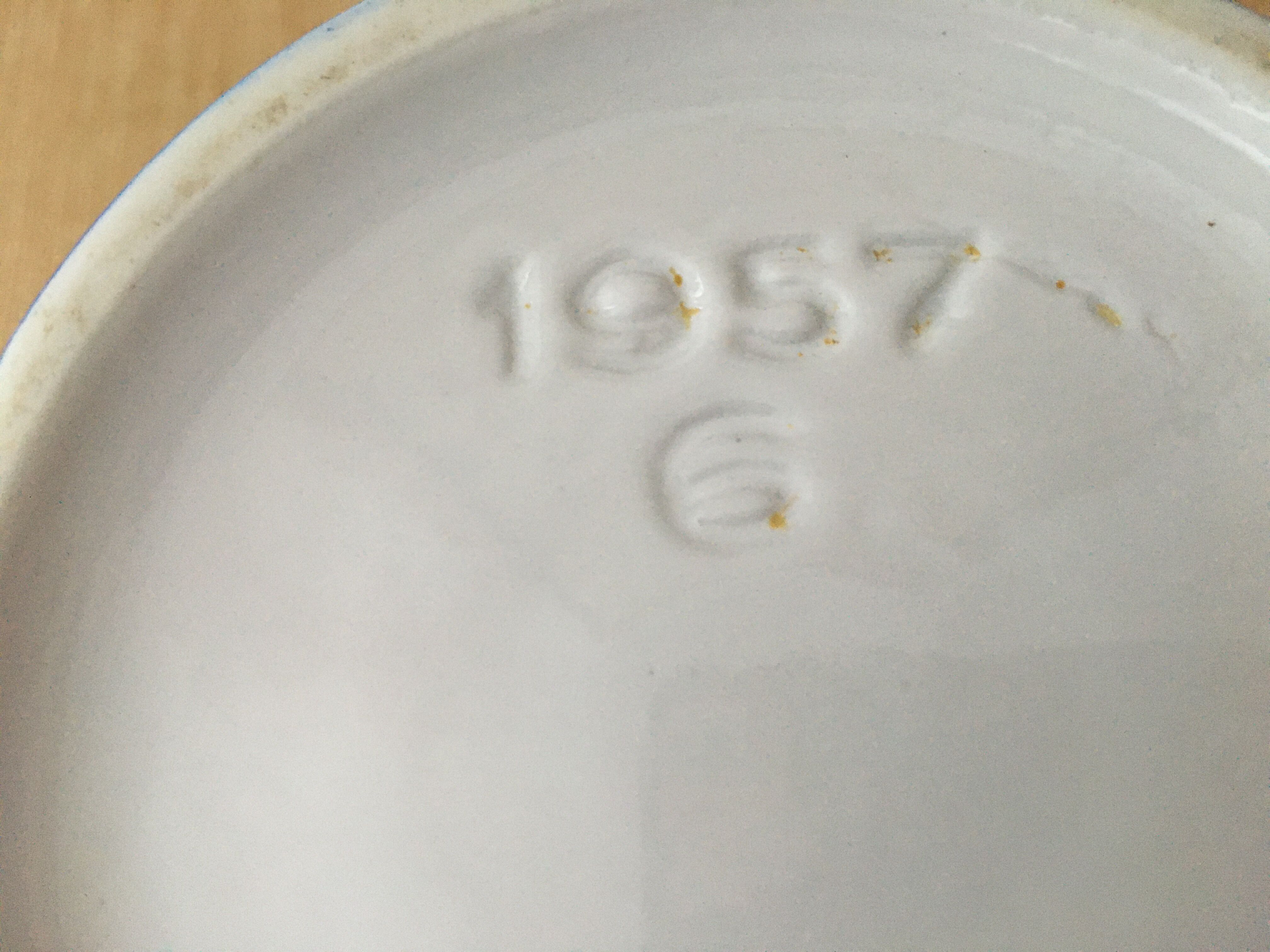 Blue teapot with white polka dots 1957