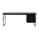 Vintage Mid-Century Danish Modern Minimalist Black Oak Desk with Chrome Base