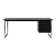 Vintage Mid-Century Danish Modern Minimalist Black Oak Desk with Chrome Base