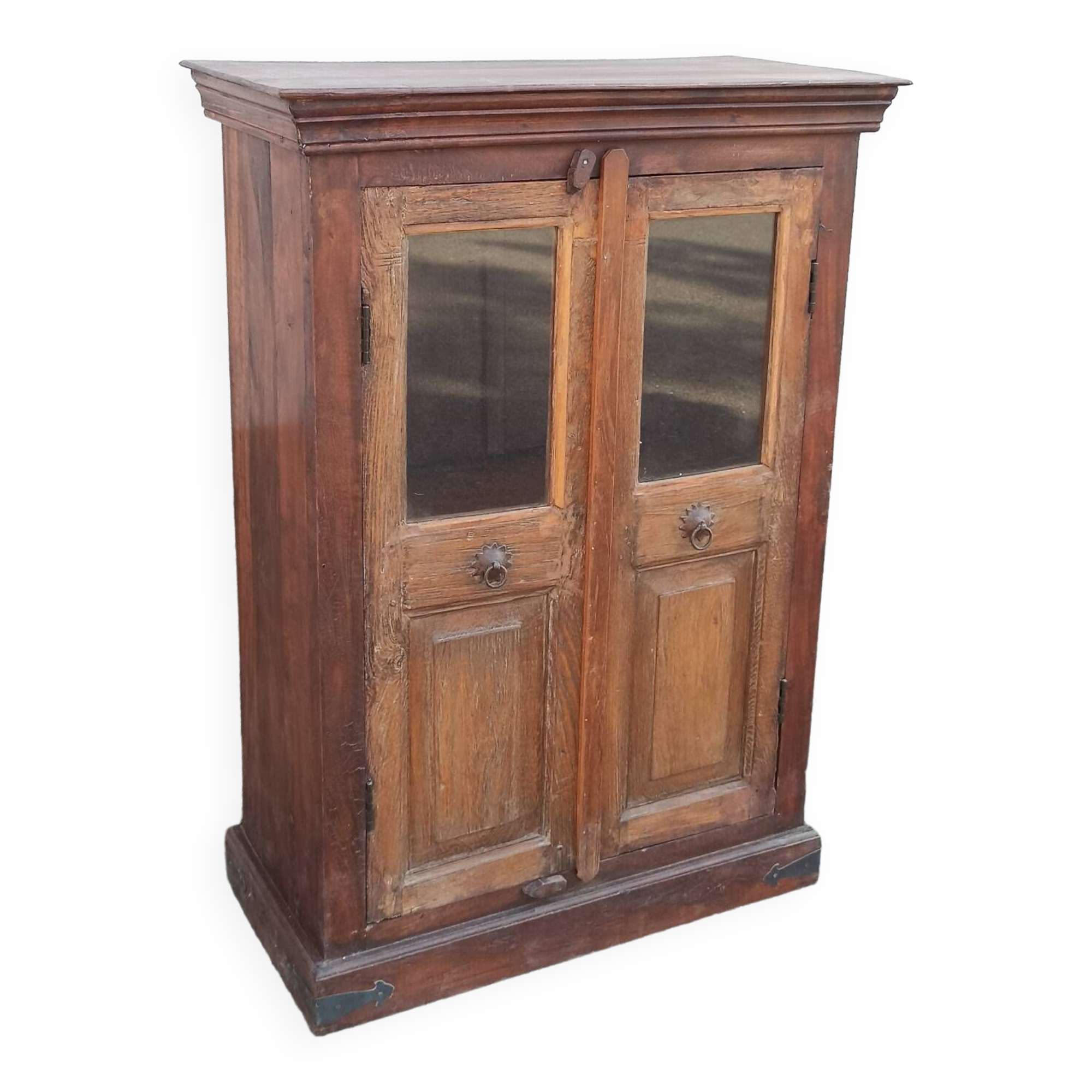 Small glass cabinet in old wood