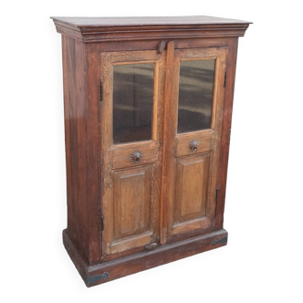 Small glass cabinet in old wood
