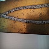 Miroir brutaliste en laiton par Jean Goardere, France, années 1970