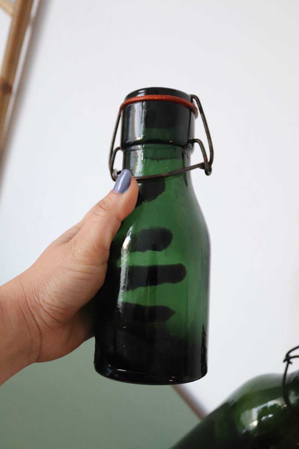Pair of old green glass jars/bottles – models 1/2 and 1 1/