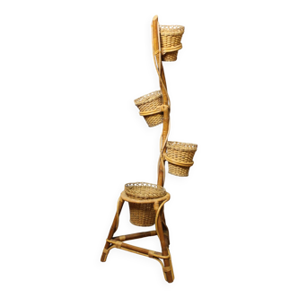 Rattan plant holder circa 1970