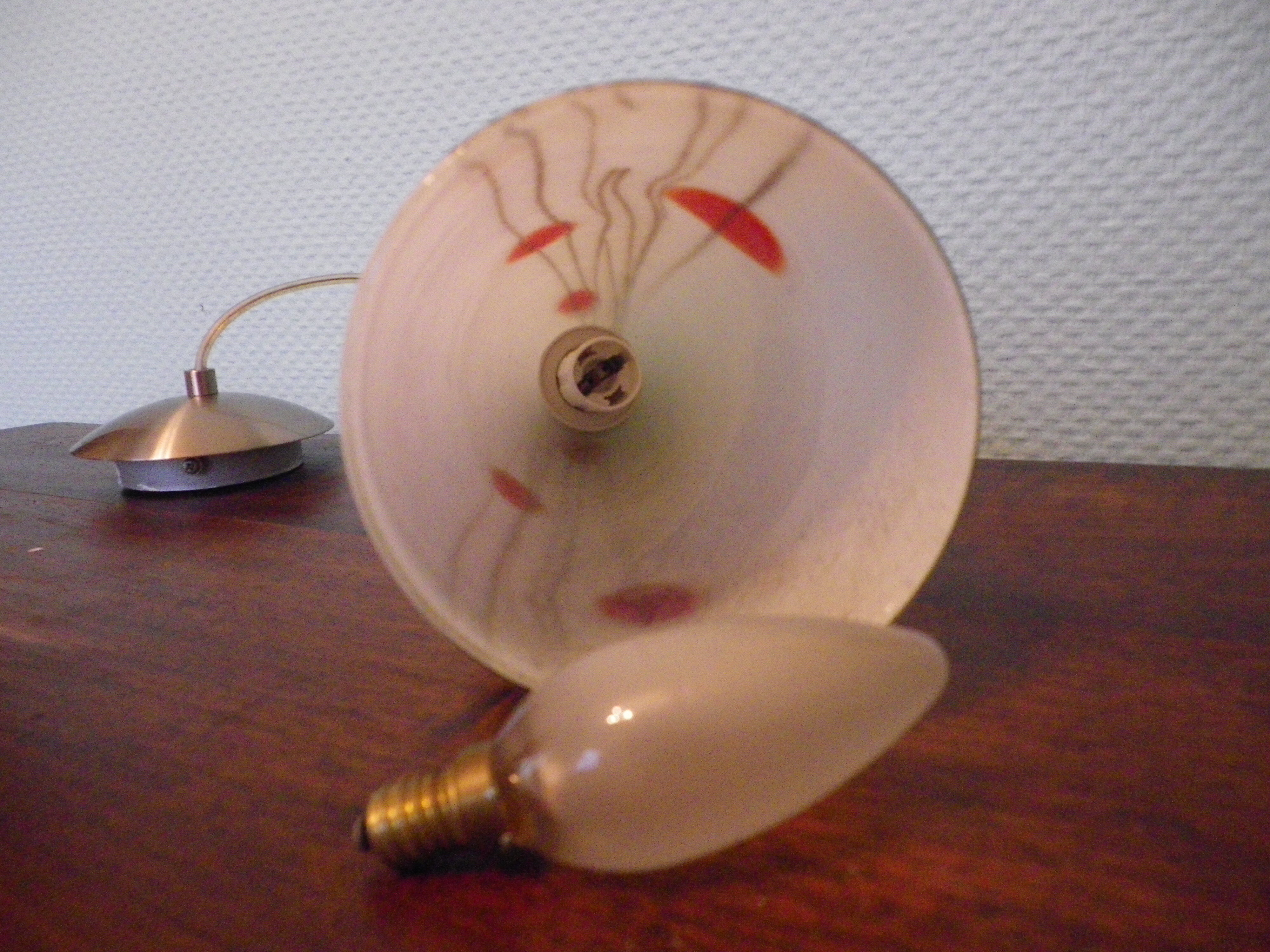 Art deco pendant lamp from the 70s, opaline, chrome metal