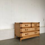Smal drawer cabinet bamboo ratan 1970