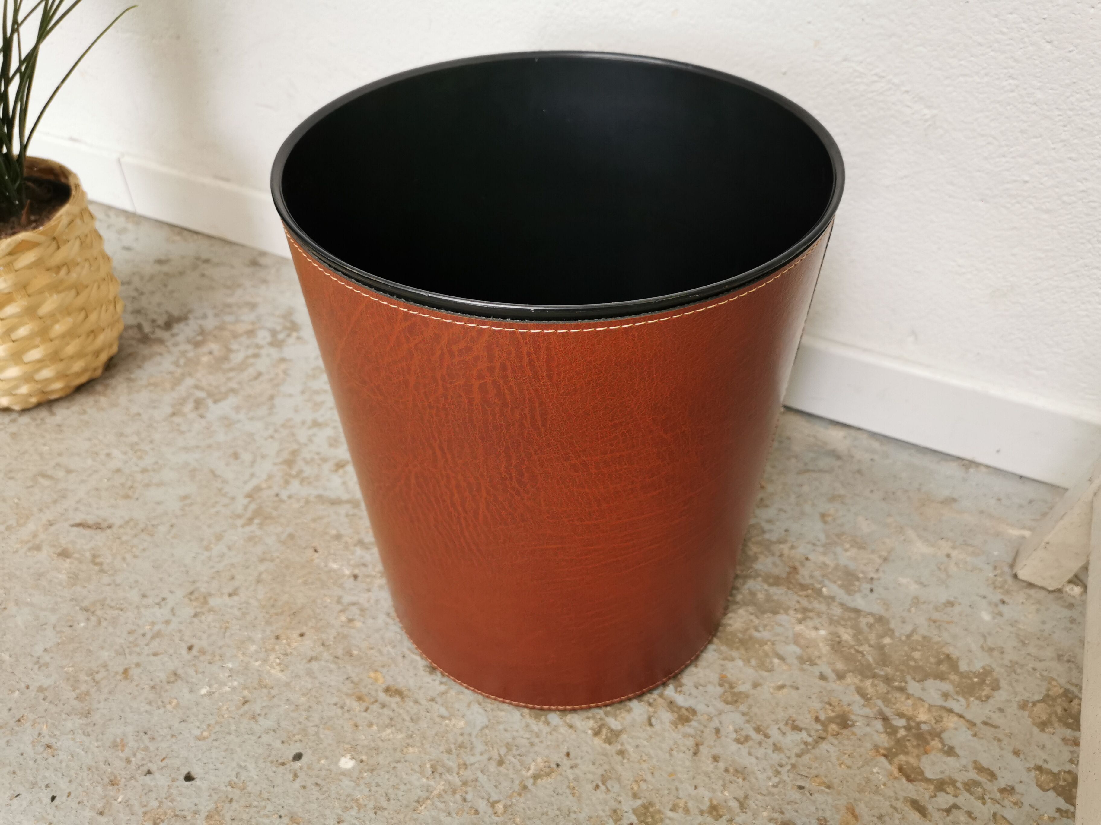 Vintage leather paper basket Denmark