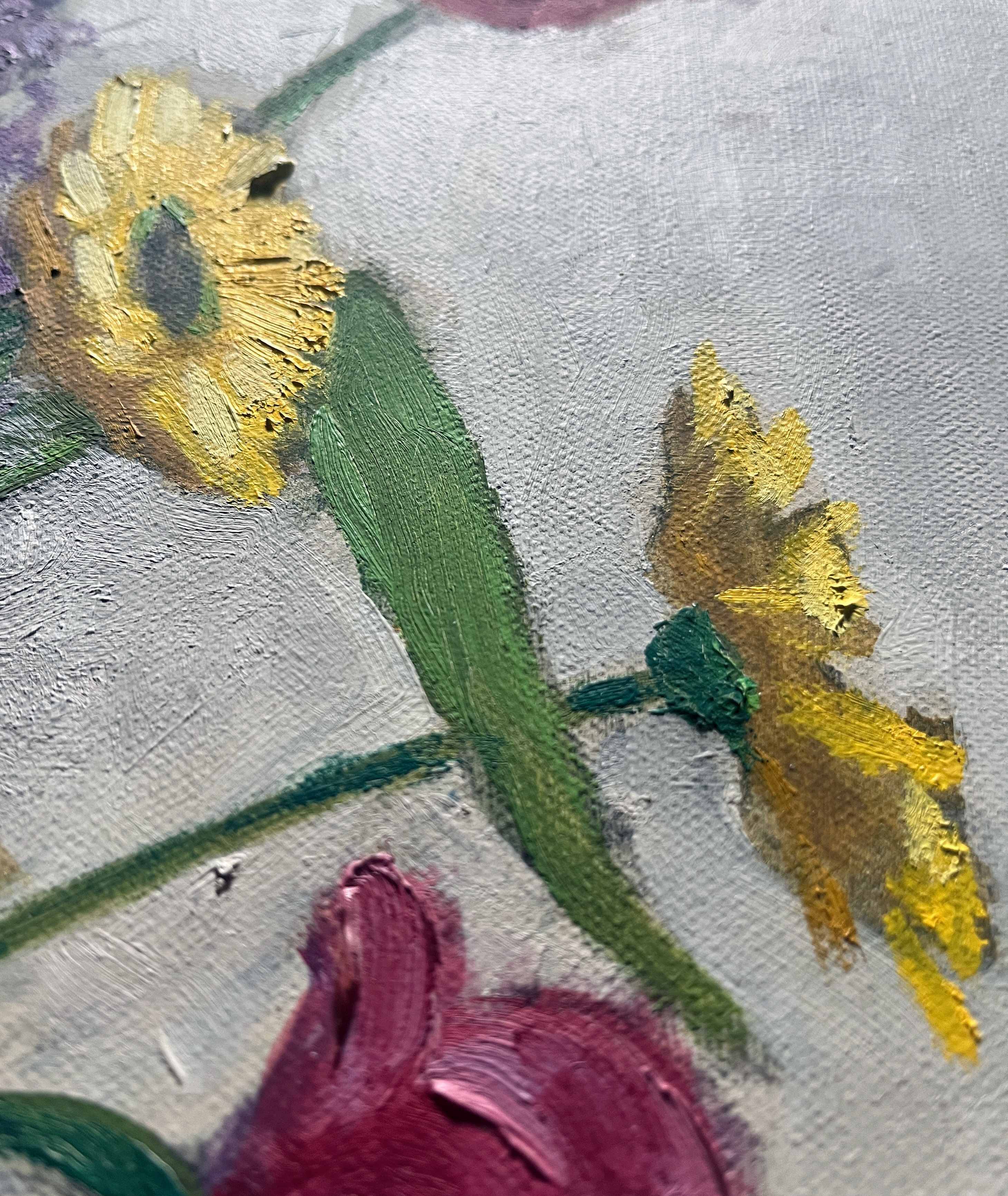 HST painting "Bouquet of wild flowers" E. Guyot (19th-20th century)