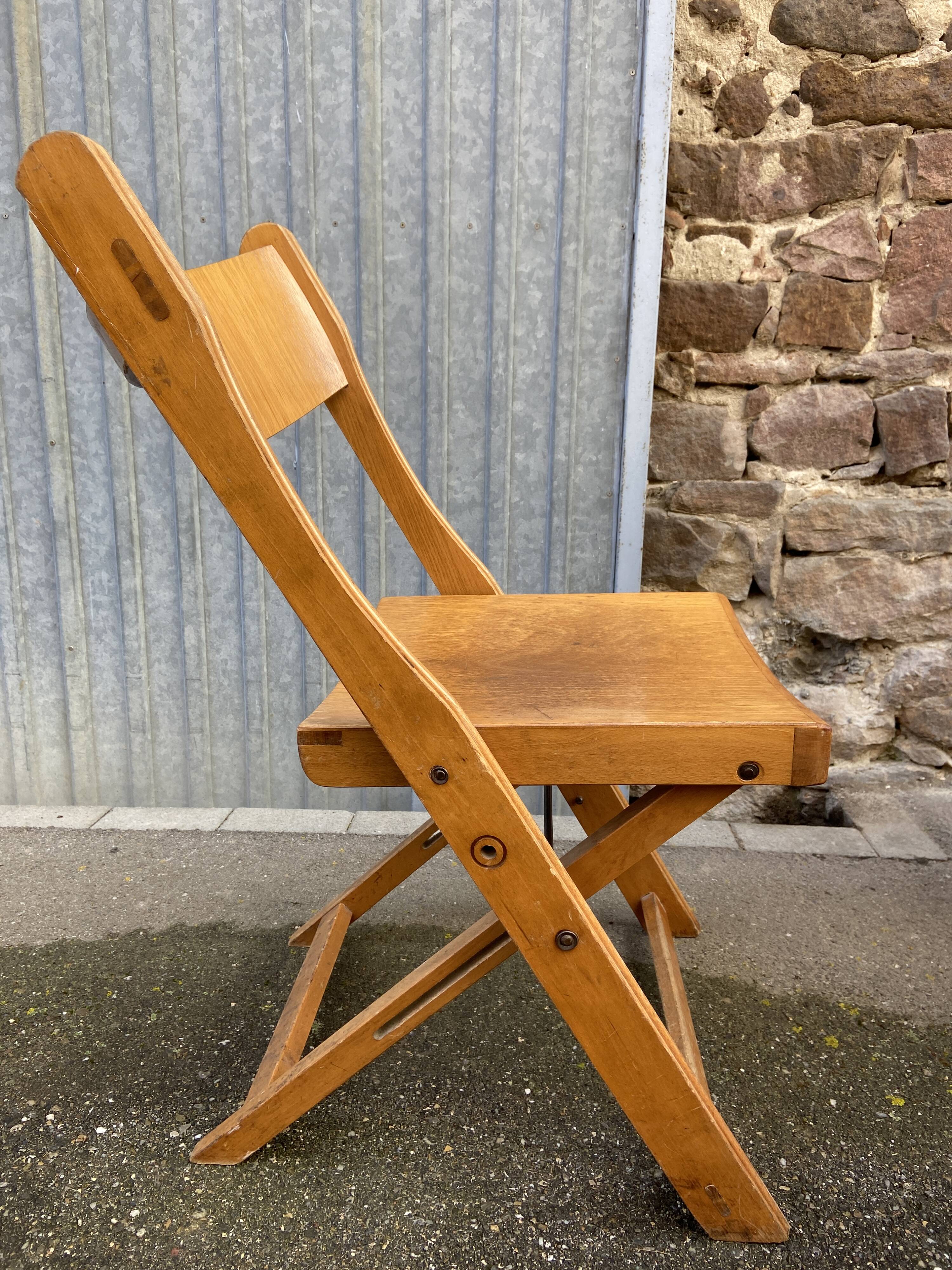 6 folding wooden bistro terrace cafe chairs 60's