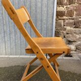 6 folding wooden bistro terrace cafe chairs 60's