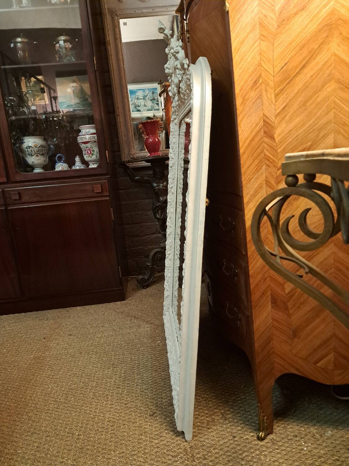 Louis Philippe mirror with patinated cartouche