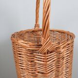 Vintage wicker umbrella stand, handcrafted, 1960s.