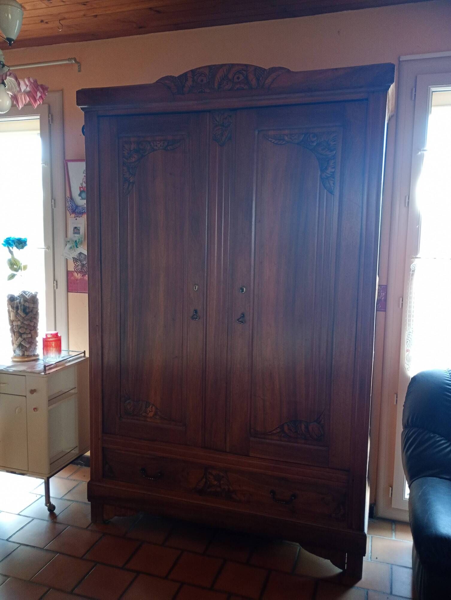 Antique solid wood wardrobe