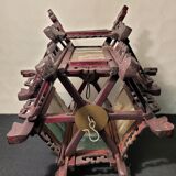 Carved wooden lantern and painted glass - China, Late 19th century