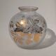 Frosted Glass Ball Vase with Golden Botanical Decoration — Signed Adat — Circa 1950