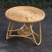 Table basse ronde en rotin style Audoux Minet