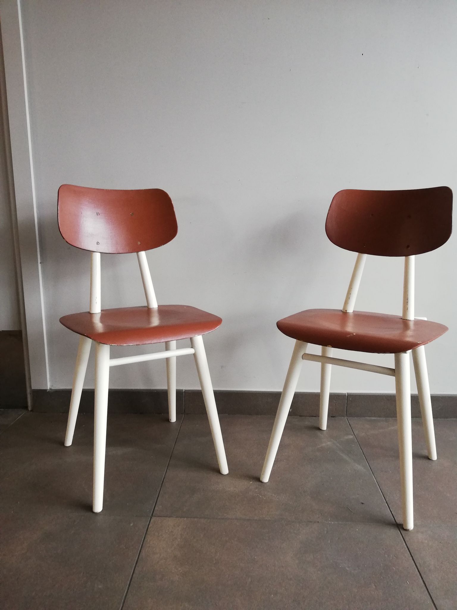 2 vintage Czech wooden chairs, Ton ex Thonet, 1960