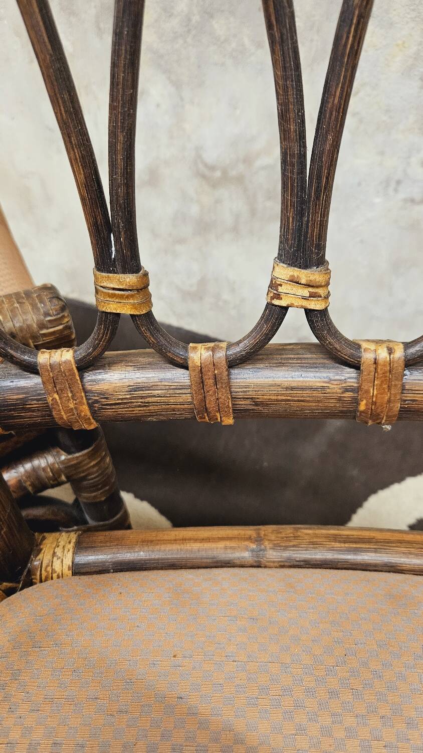 Set of 4 bamboo armchairs from the 80s