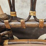 Set of 4 bamboo armchairs from the 80s