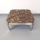 Vintage square coffee table in marble and chrome metal from the 70s