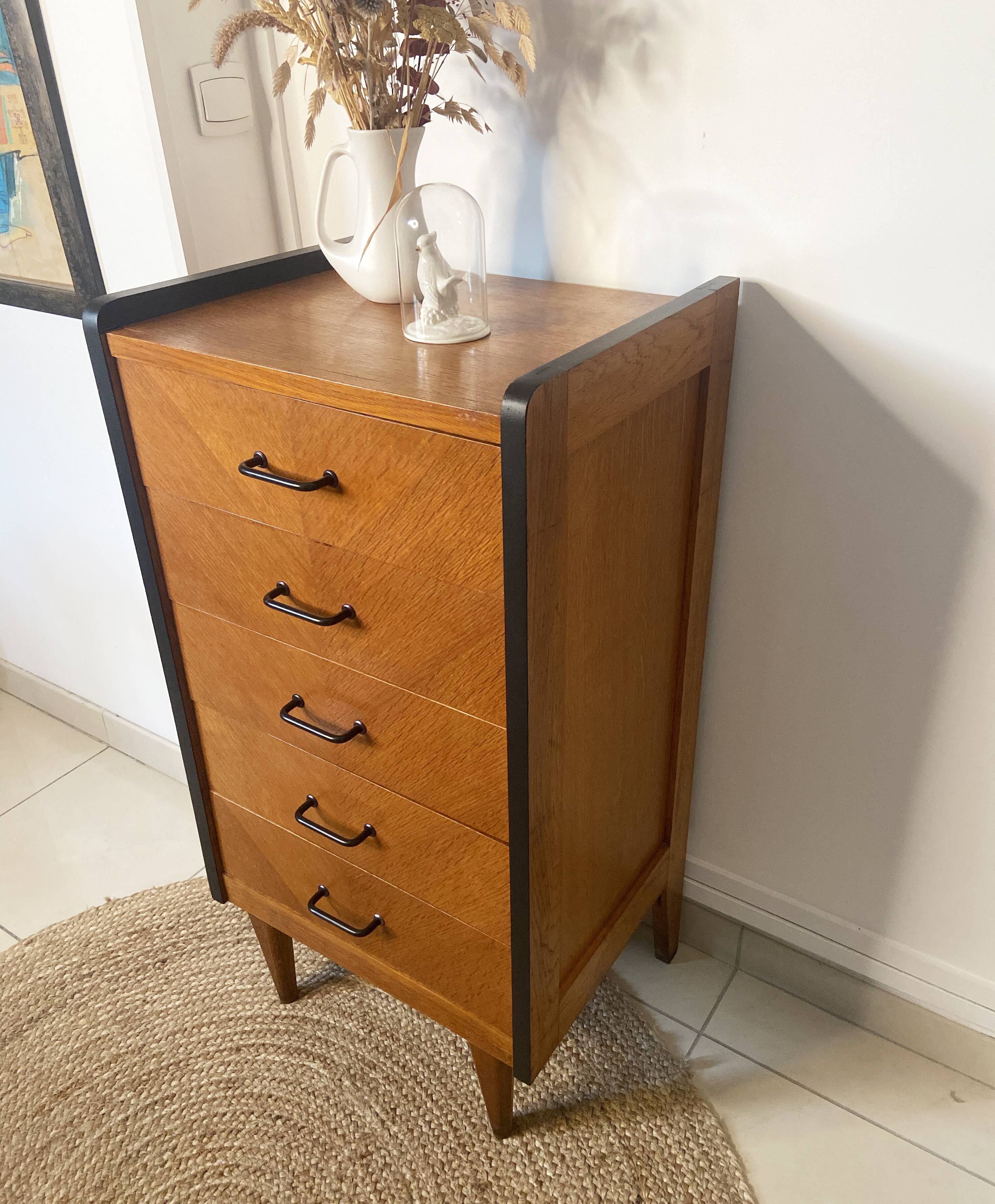 Vintage chiffonier chest of drawers 1950/1960 5 drawers
