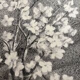 Almond branches in bloom in a glass of water