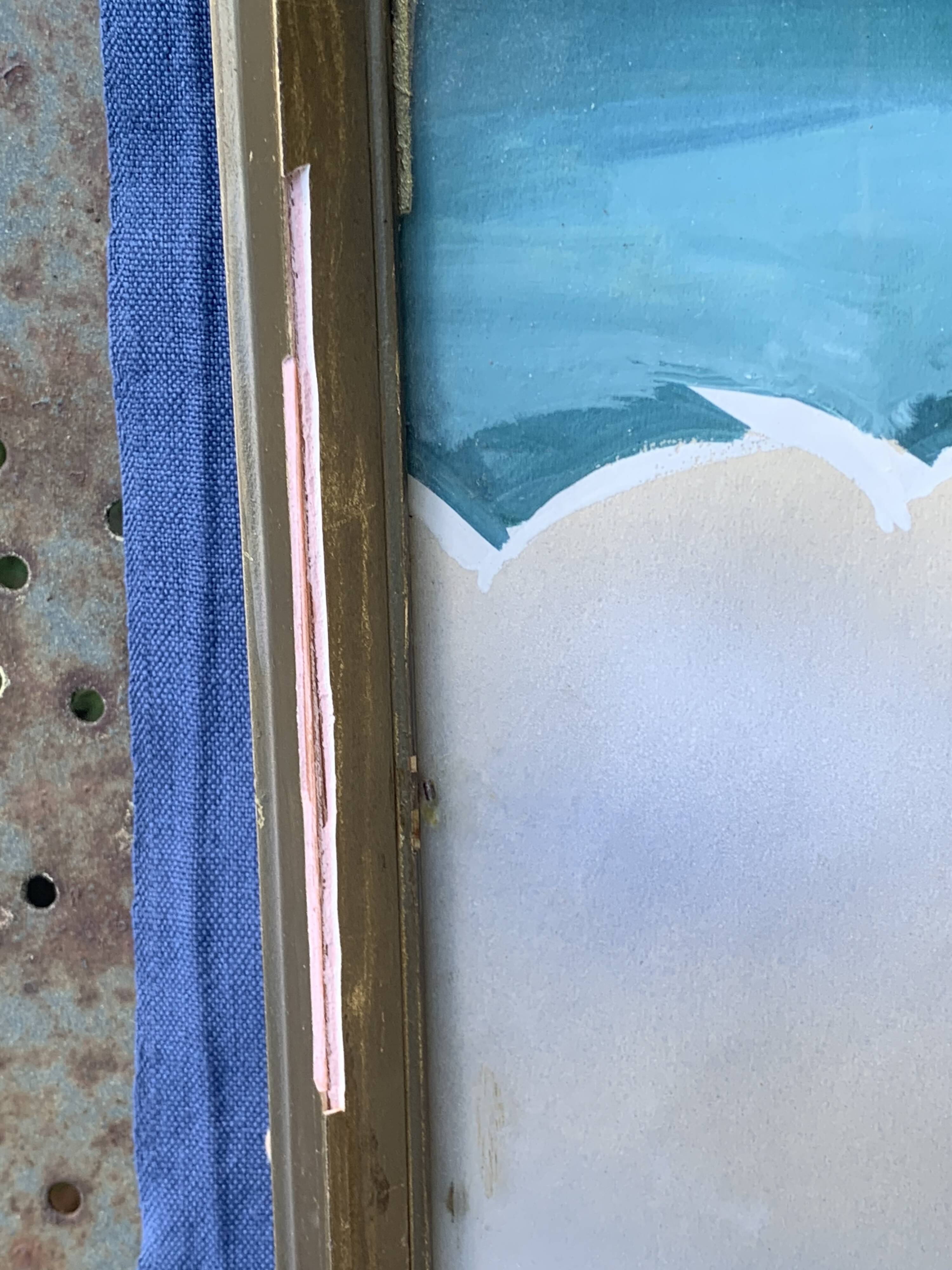 Marine painting, sailboat signed Dorvom, framed, vintage