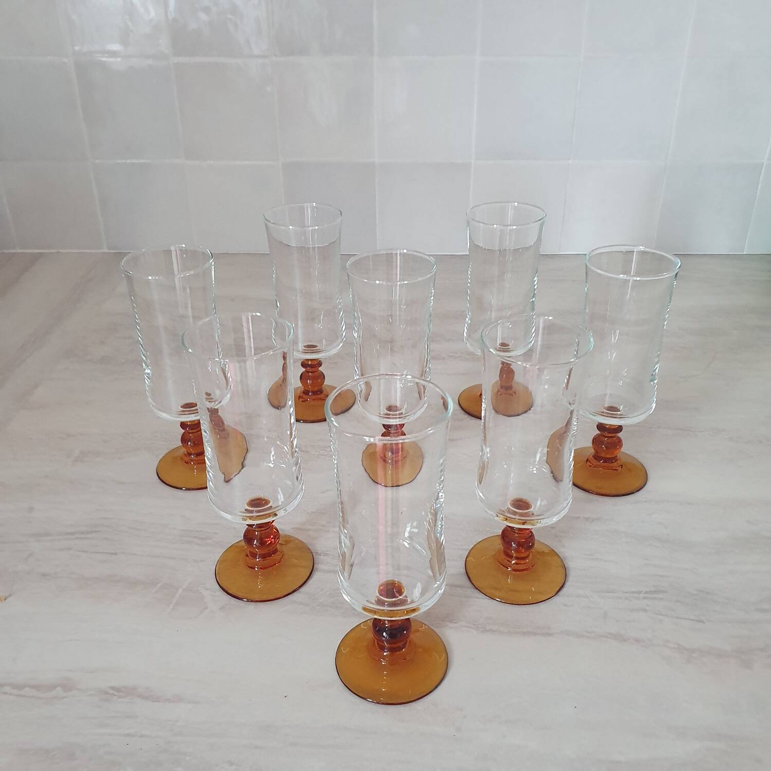 Luminarc amber stemmed glasses
