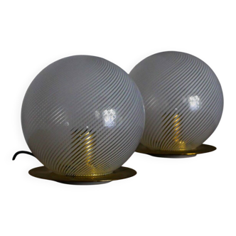 Lampes de table en verre de Murano par Ornella Noorda pour Venini, années 70