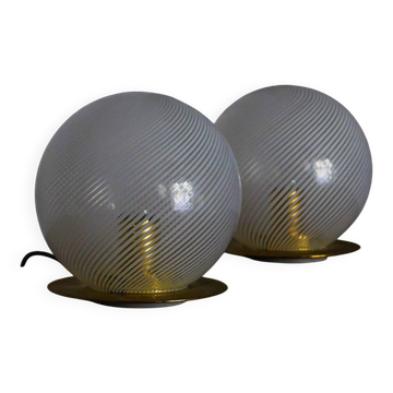 Murano glass table lamps by Ornella Noorda for Venini, 1970s.