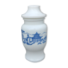 Pot apothicaire en opaline blanche décor chinois/bleu offert par Ariel - Vintage années 70.