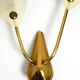 Mid Century Modern brass wall lamp with perforated metal sheet lampshades