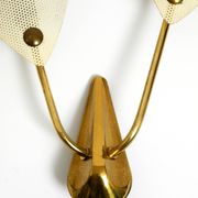 Mid Century Modern brass wall lamp with perforated metal sheet lampshades