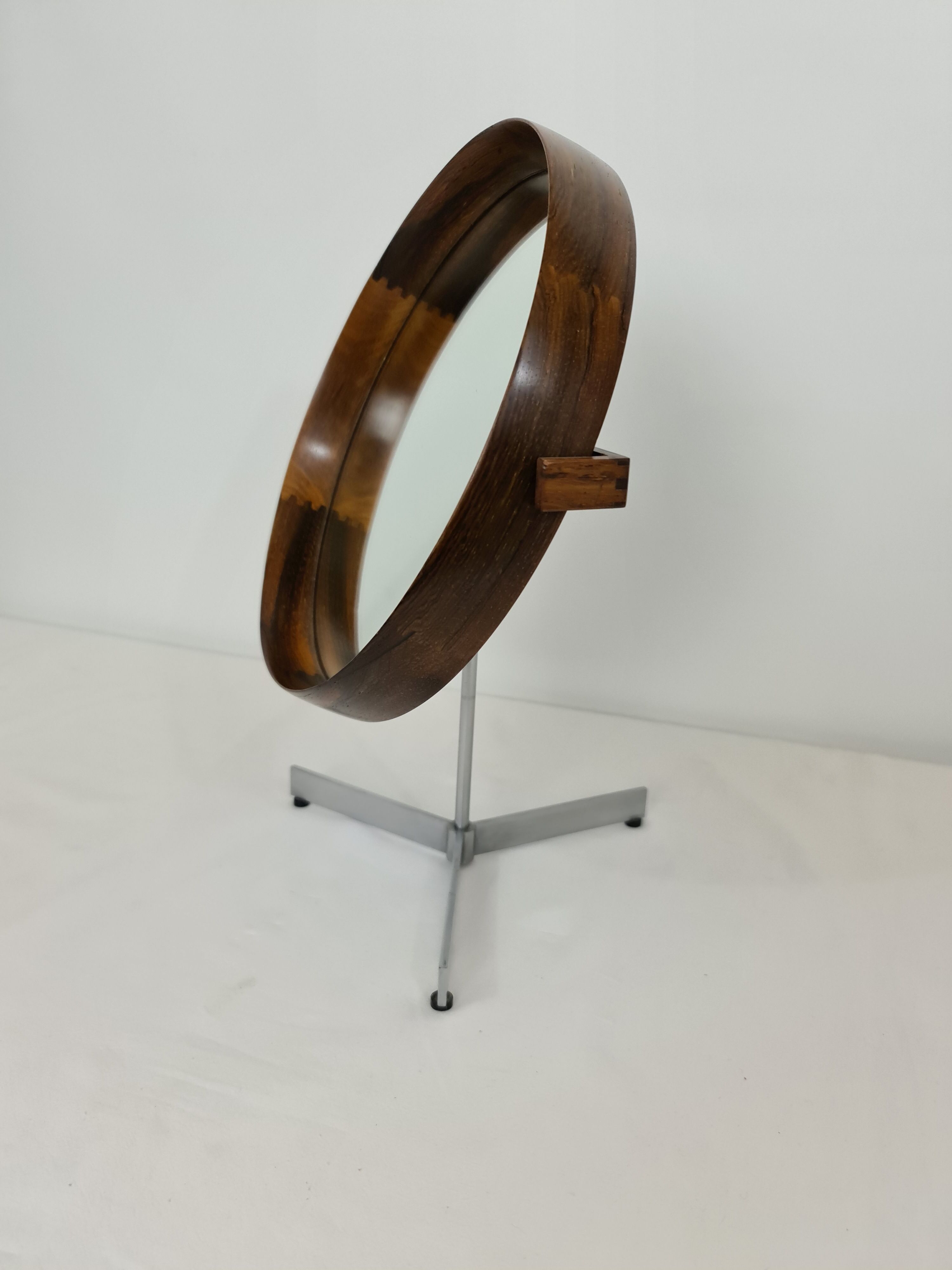 Uno and Osten Kristiansson rosewood table mirror edition Luxus Sweden circa 1960