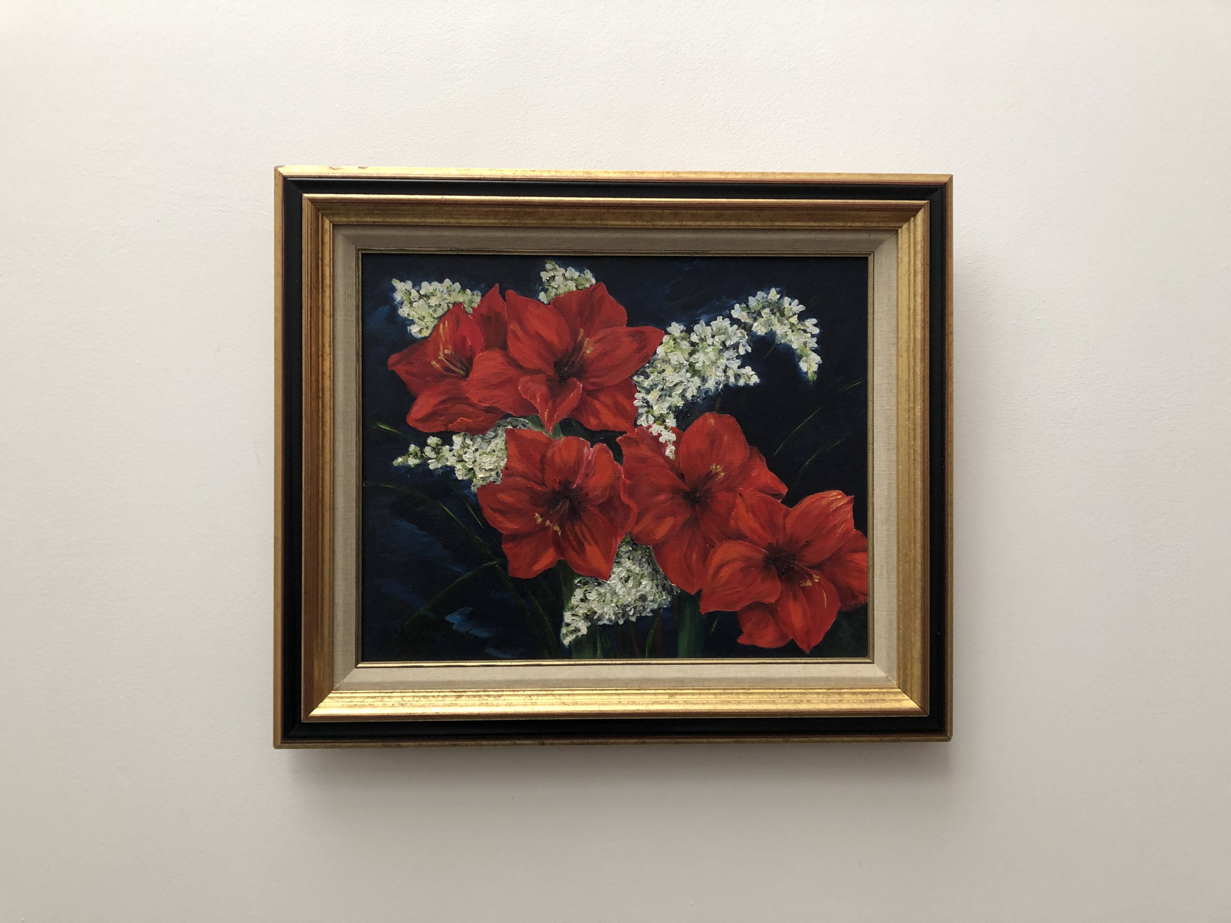 Antique painting bouquet of flowers still life oil painting