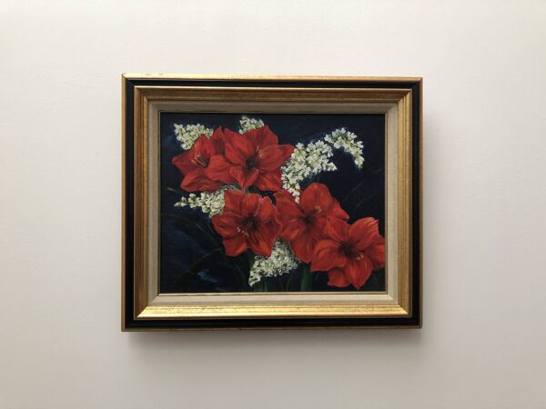 Tableau ancien bouquet de fleurs nature morte peinture à l'huile