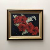 Tableau ancien bouquet de fleurs nature morte peinture à l'huile