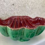 Green and red vintage dabbling enamelled ceramic shell