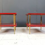 Pair of lacquered goatskin side tables by Aldo Tura, 1960s