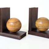Walnut and Cherry Wood Bookends | pair of 2 | midcentury
