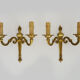 Old pair of wall sconces pot à feu, bronze with 2 candles, year 50 60