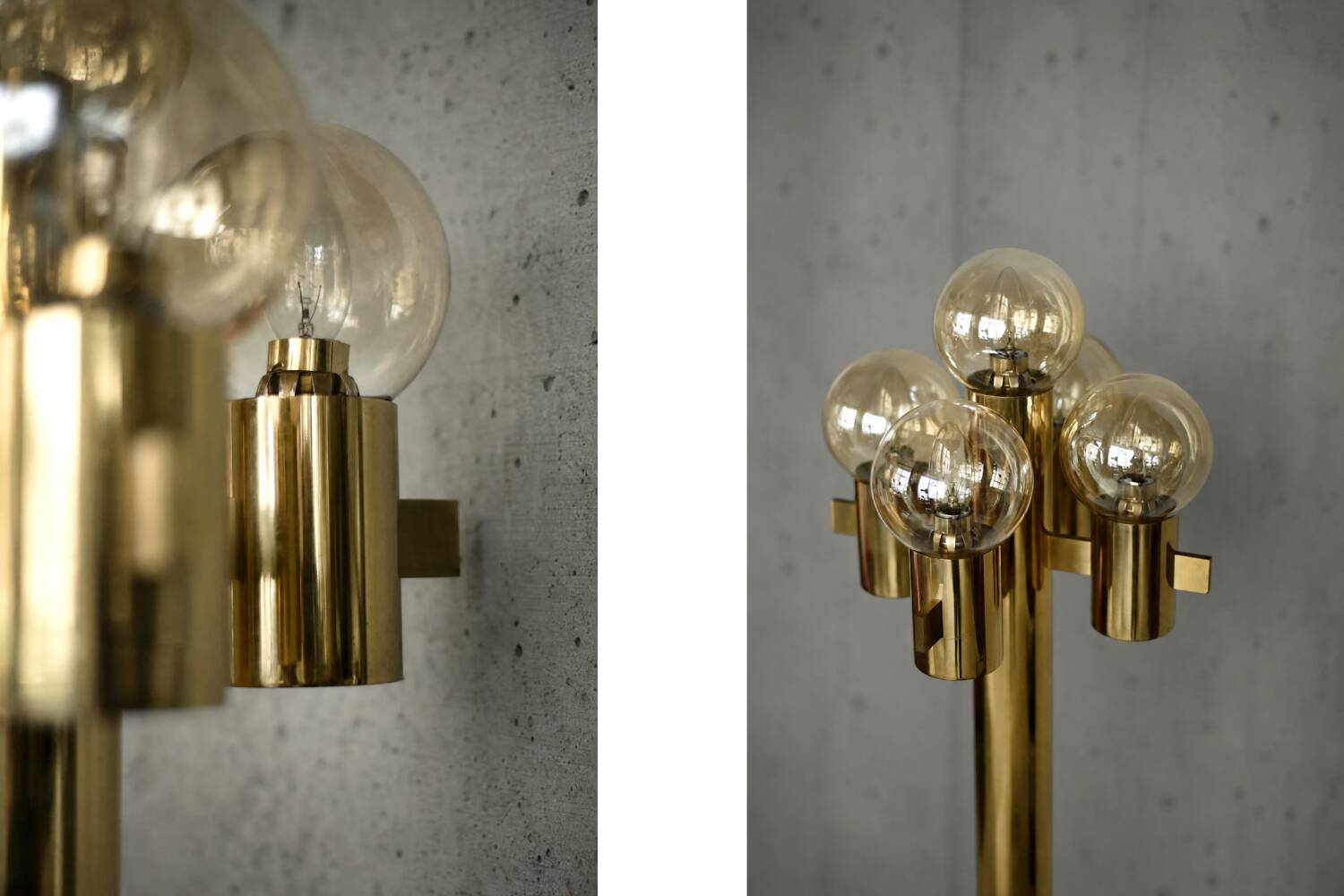 Vintage Mid-Century Scandinavian Modern Sculptural Gold Floor Lamp