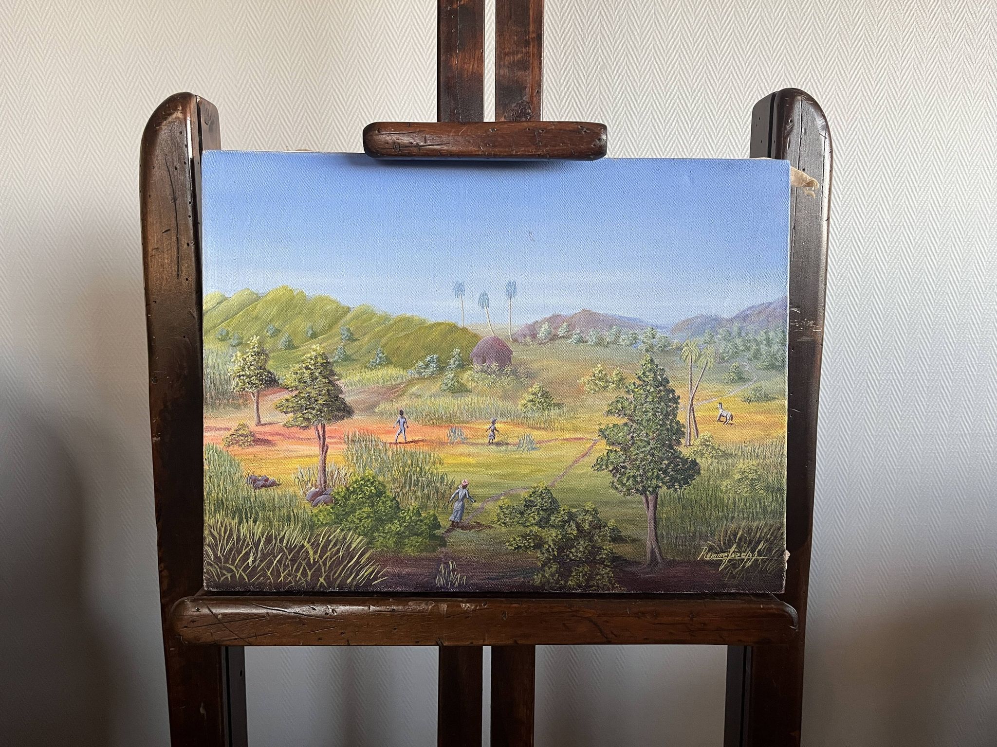 ROMME Joseph, animated naive landscape HST Haiti 20th century
