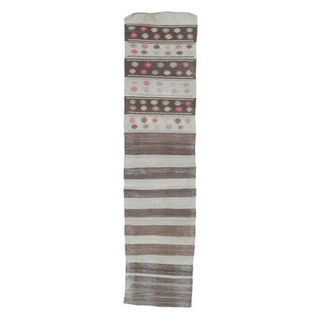 1970s vintage Turkish runner handwoven wool flatweave kilim rug 69x280