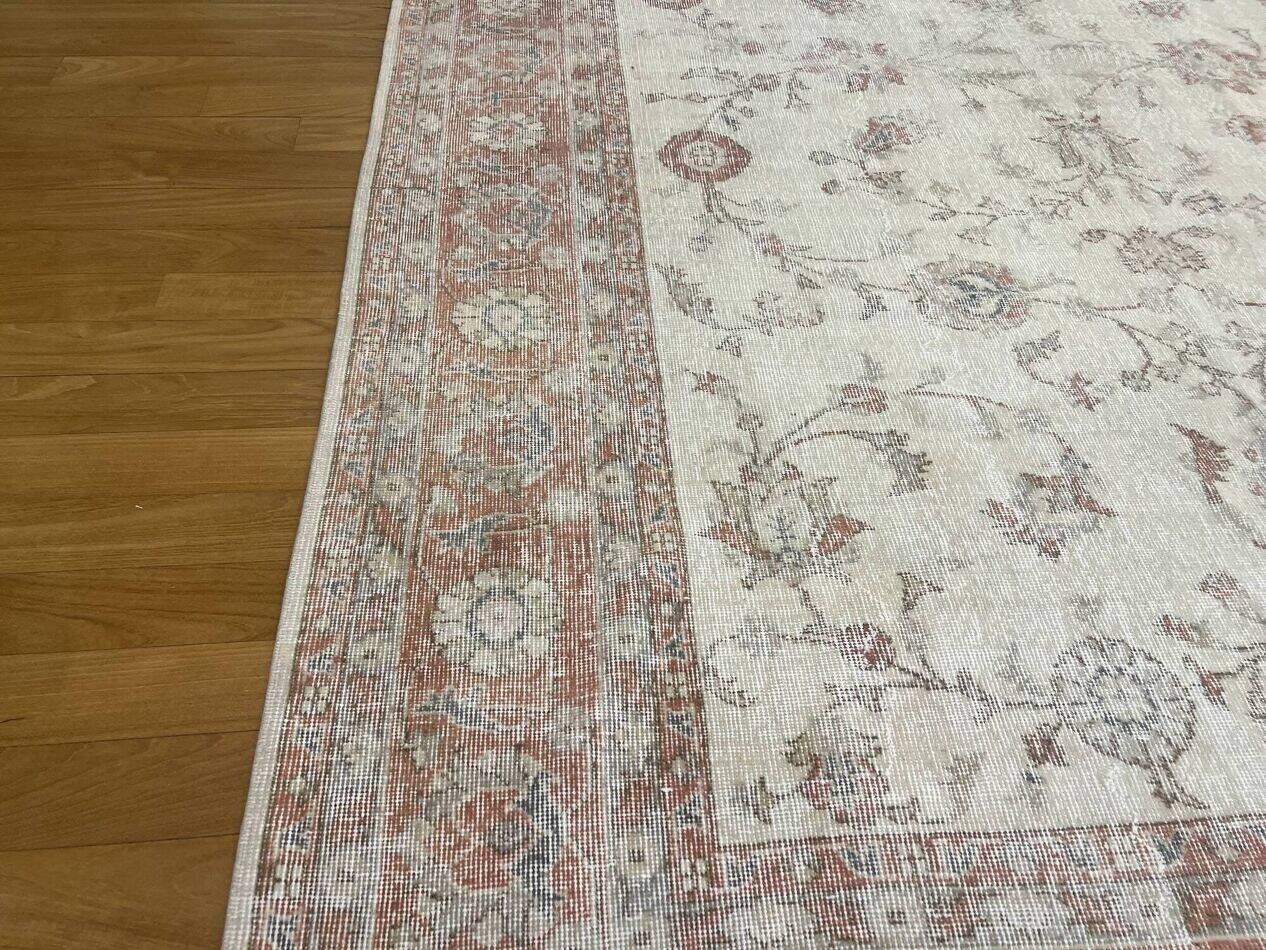 Vintage Large Pastel Carpet with Flowers
