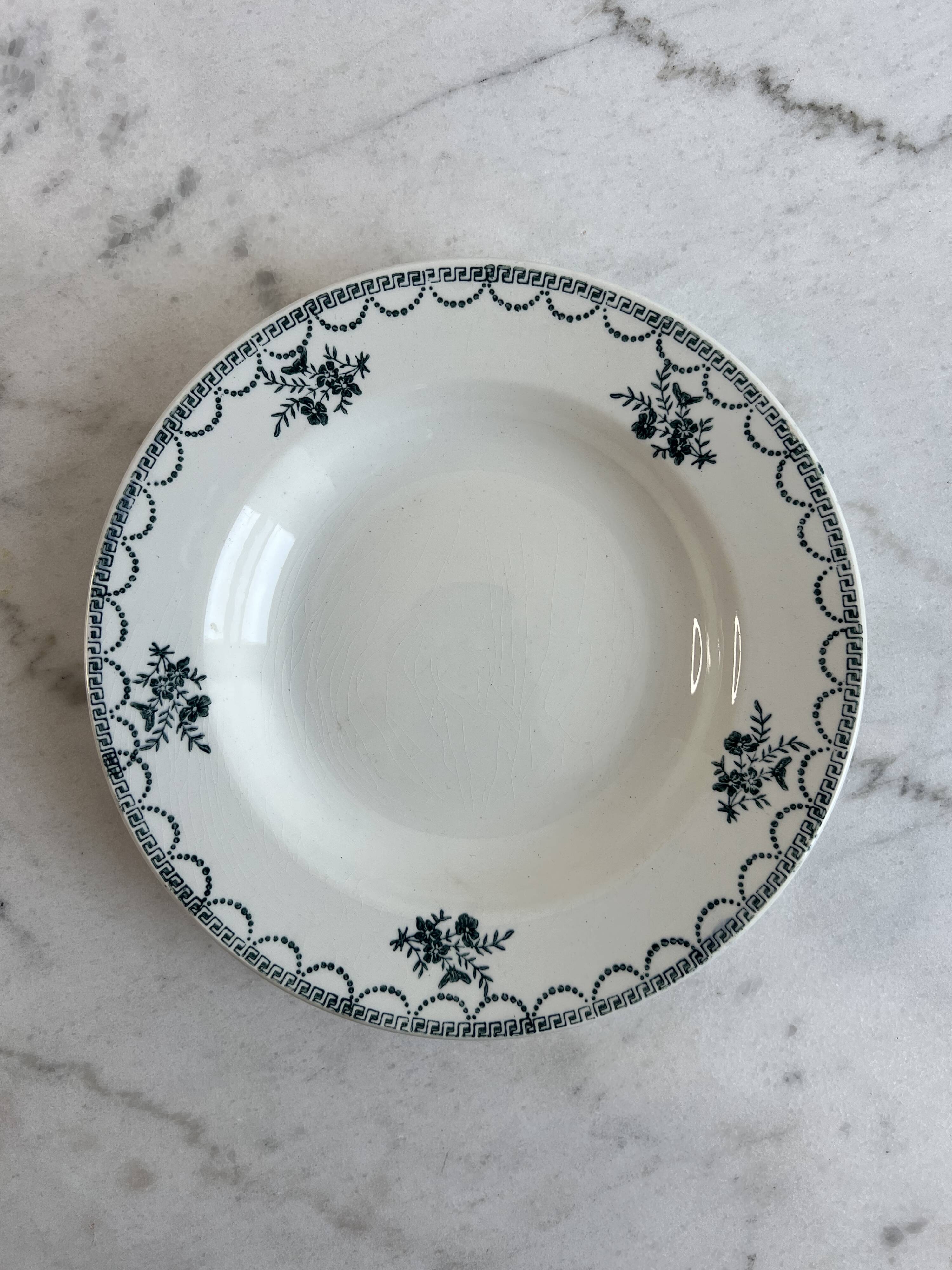 Set of 6 antique deep plates — Céranord pottery, model