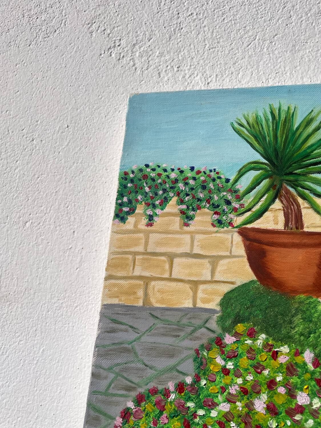 Modernist painting of plants in oil.