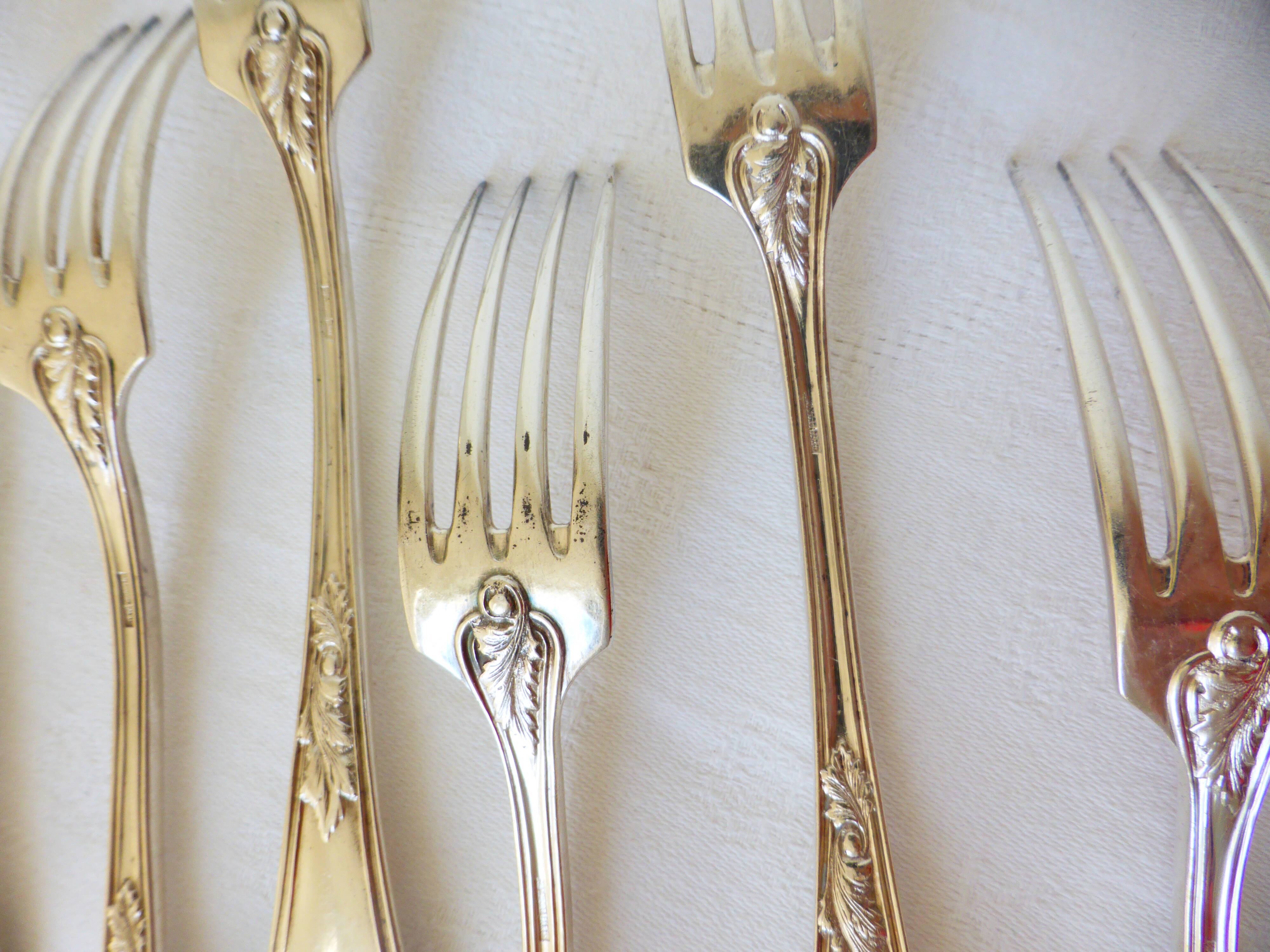 6 punched silver metal forks 2106224